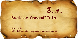 Backler Annamária névjegykártya